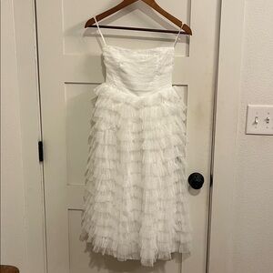 Lulu's White Ruffled Strapless Dress